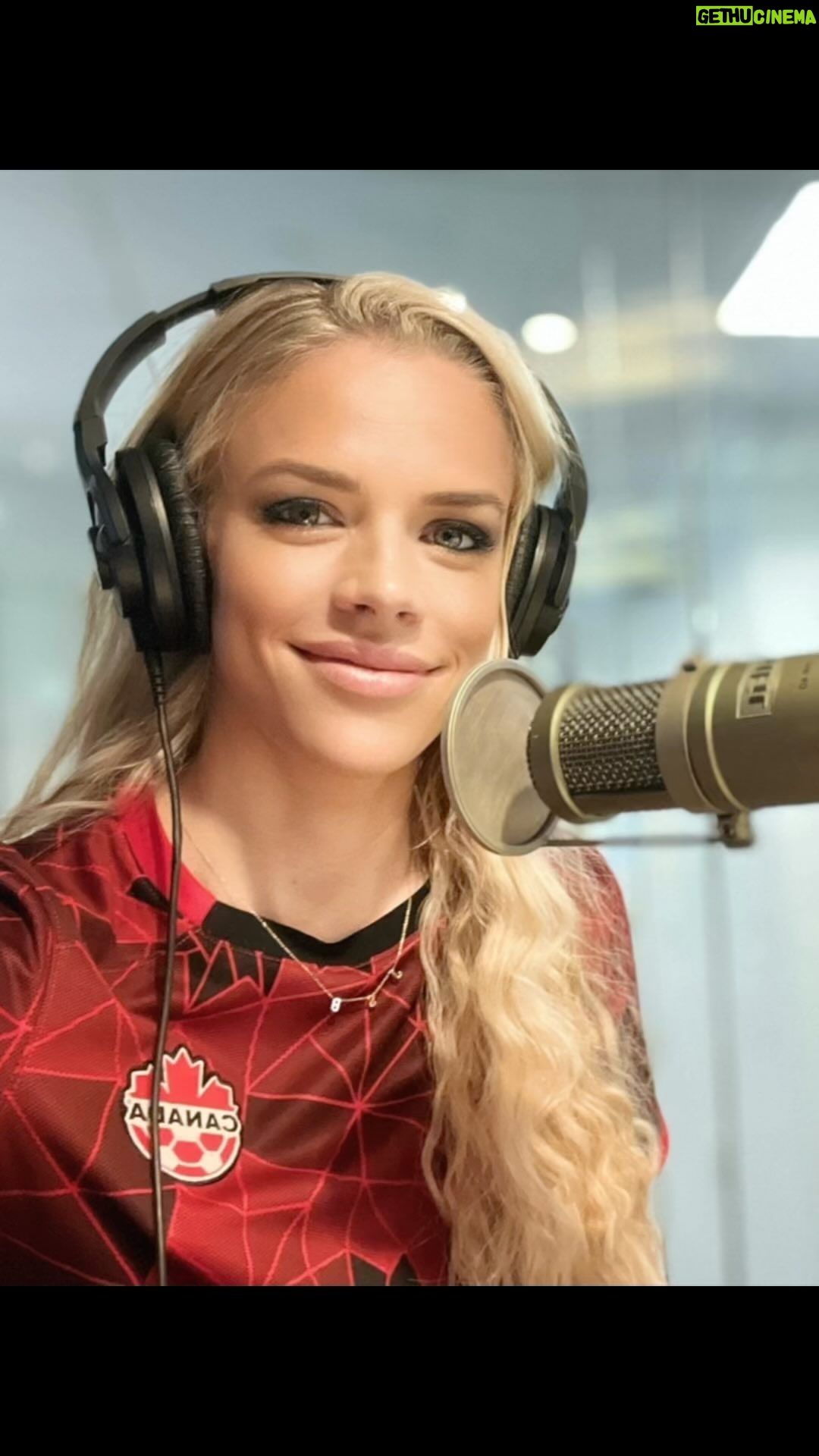 Julie Stewart-Binks Instagram - When you’re having a serious conversation on @siriusxmfc about @canwnt battle for equal rights and they score a goal to tie the Republic of Ireland in a very pivotal match. *inaudible giggle zoomie* is the only way to describe what happened to me 😂 thanks @marisa_pilla for having my back. (Don’t worry I’ll wear my 🇺🇸 tonight) #canwnt #fifawwc #womensworldcup #canada #siriusxmfc #soccer #womenssoccer