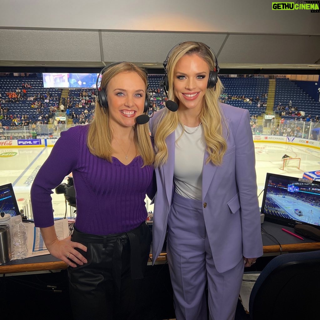 Julie Stewart-Binks Instagram - What. A. Night. Words can’t describe what it was like to be a part of women’s hockey history with @pwhl_newyork vs. @pwhl_toronto. Seeing all the young girls with their signs and their team jerseys- I’d seen it all week on TV but to see the impact @thepwhlofficial is having first hand was truly remarkable. Congratulations to @pwhl_toronto on their first win, and @natspooner5 scoring their first ever team goal. I’m honored to have been on the broadcast for this game and for this movement. It was my first ever time as an in-game analyst (so glad to have an absolute pro @jamiehersch on the call with me who QB’d our broadcast despite losing her voice) … and while I have plenty to work on, I’ll never forget @pwhl_newyork HC Howie Draper and GM Pascal Daoust saying “just because you haven’t done something doesn’t mean you can’t do it… we’ve never done this either.” 🥹🗽 Thank you to @thepwhlofficial for allowing me to be a part of your history and I can’t wait to continue growing this league and elevating these incredible athletes. s/o to @argent (wanted to wear a female empowered brand) for making sure I had this purple suit 💜 📍Next home game is Wednesday Jan. 10 at @ubsarena versus @pwhl_montreal - come on out if you’re in the area or catch it on TV! #pwhl #pwhlnewyork #pwhltoronto #womenshockey #girlshockey #bebrave #gottastartsomewhere #landingtheplaneatjfk #beagoldfish Total Mortgage Arena