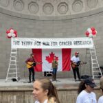 Julie Stewart-Binks Instagram - Thank you to everyone who supported the @terryfoxfoundation benefitting @memorialsloankettering cancer research. Such an inspiring and important fundraiser started by Terry Fox, a Canadian Hero. For some of my followers that might not know, after being diagnosed with cancer and having leg amputated, Terry wanted to raise cancer awareness and ran 26 miles a day in his “Marathon of Hope” across Canada. He started in Newfoundland, and my mom actually interviewed him in London, Ontario. Sadly, he never made it past Thunder Bay, as the cancer had spread to his lungs. But every year, we carry on his legacy in hopes of helping others, exactly what his mission was. 💕 “Even if I don't finish, we need others to continue. It's got to keep going without me.” - Terry Fox Thanks to @canadanyc for always putting on such an incredible event - look how many Canadians there are in NYC! 🇨🇦💪 #terryfox #terryfoxrun #terryfoxfoundation #cancersucks Central Park