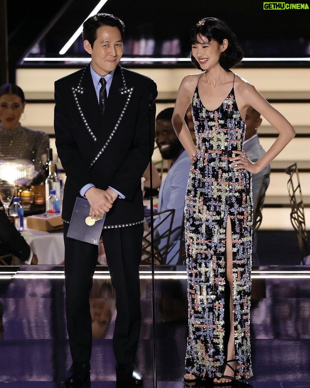 Jung Ho-yeon Instagram - Thank you so much @televisionacad @squidgamenetflix @netflixkr @netflix and @louisvuitton for making a magical night ♥️🥳 and with ma unnis @aeriyun @ninapark @jennychohair and Shari ♥️