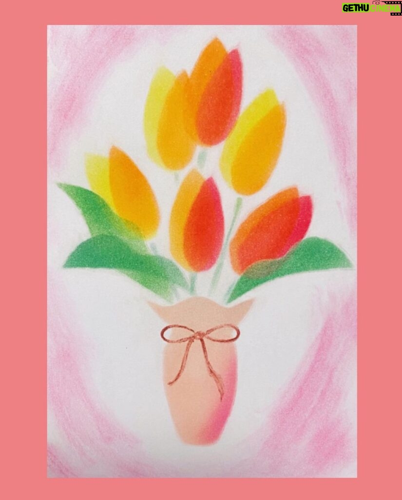Jurina Matsui Instagram - 最近パステルアートの可愛いさに気づきました〜😍 how are you guys?✨ This is my recent healing🌷💕 #pastelart #パステルアート #季節の花 #チューリップ #花言葉 #愛の告白 #真実の愛 #正直 #思いやり #flowers #tulips #tulipes #healing #お花 #癒し #心にflower