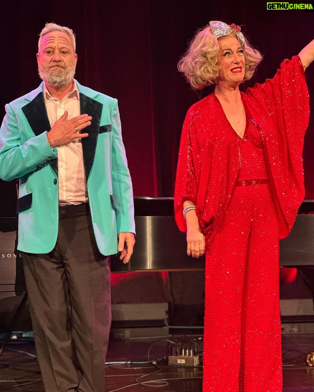 Justin Vivian Bond Instagram - The best part of the @kikiandherb tour -apart from all the standing ovations, thank you- was seeing some of my favorite friends and artists. At the top of that list is Linda Thompson. When Linda is there I go for it because there are few people who I wholeheartedly adore more. Another shining Star Goddess is @msjamieclayton. Thank you and @timhailand for being bright lights in my line of vision during the show. And thank you @ethantobman for taking our photo and making me feel like a star! And big love goes out to the man who has been with us from the East Village, to Carnegie Hall, Broadway, and beyond, our beloved @jaredgeller. Thank you will have to do although those two words seem tepid when compared to the feelings of love and gratitude I have for you. I’m beyond grateful to the thousands of people who turned out to see us over the course of the last few weeks. Let’s do it again soon! I also want to mention our genius costume designer @marchappelnyc who has been creating our incredible costumes throughout the years. Every new costume becomes my favorite until I look back at the insanity that has come before, then it’s impossible to choose. Thank you Marc. Our tour manager Mark O’Donnell is the best. Then there’s David Schnirman, our secret weapon! I love working with you. Finally I want to thank @kennymellman for the unquantifiable genius he brings to every show. We’ve been through so much together and we keep on keeping on. Eternal love and respect! ♥️ Wiltern Theatre