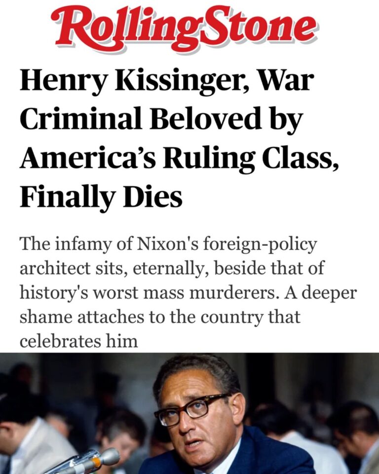 Justin Vivian Bond Instagram - I don’t know about you, but I was stunned (but not surprised) to see this vile murderer’s crimes against humanity swept aside in the glowing obituaries yesterday. For a more balanced report go and get a history lesson from Rolling Stone. A few excerpts: “The Yale University historian Greg Grandin, author of the biography Kissinger’s Shadow, estimates that Kissinger’s actions from 1969 through 1976, a period of eight brief years when Kissinger made Richard Nixon’s and then Gerald Ford’s foreign policy as national security adviser and secretary of state, meant the end of between three and four million people. That includes “crimes of commission,” he explained, as in Cambodia and Chile, and omission, like greenlighting Indonesia’s bloodshed in East Timor; Pakistan’s bloodshed in Bangladesh; and the inauguration of an American tradition of using and then abandoning the Kurds.“ “Every single person who died in Vietnam between autumn 1968 and the Fall of Saigon — and all who died in Laos and Cambodia, where Nixon and Kissinger secretly expanded the war within months of taking office, as well as all who died in the aftermath, like the Cambodian genocide their destabilization set into motion — died because of Henry Kissinger. We will never know what might have been, the question Kissinger’s apologists, and those in the U.S. foreign policy elite who imagine themselves standing in Kissinger’s shoes, insist upon when explaining away his crimes. We can only know what actually happened. What actually happened was that Kissinger materially sabotaged the only chance for an end to the war in 1968 as a hedged bet to ensure he would achieve power in Nixon’s administration or Humphrey’s. A true tally will probably never be known of everyone who died so Kissinger could be national security adviser.”