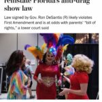 Justin Vivian Bond Instagram - Finally, some good news about a story that shouldn’t have been a story to begin with. Think about how much money and time these right wing morons are costing people. Think of all the tax dollars that were spent as it wound it’s way through the courts to it’s obvious conclusion just because some ignorant hateful yahoo who wants to be president decided this would be an effective tool to get him into the headlines. (Think of how long that run-on sentence was!) Then think of how marginalized communities are being exploited to raise money for hate campaigns. It’s cynical and sickening. NO ONE HATES DRAG QUEENS! Well, in general, personally I could name a few. JUST KIDDING! Happy Trans Visibility Week! #glamourisresistance #FUFL #dragdesantisdown
