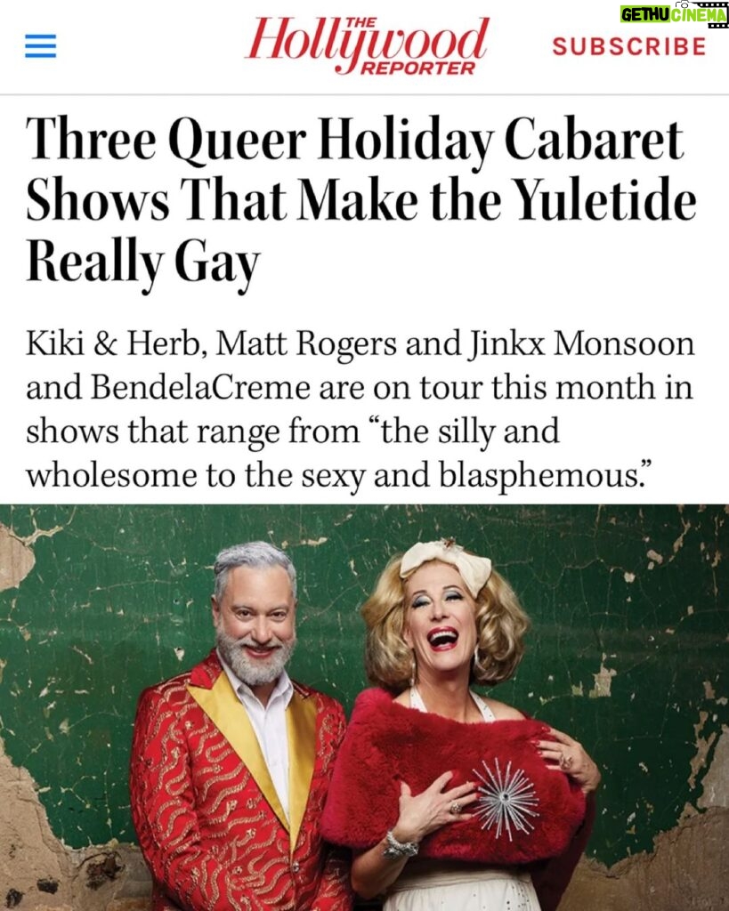 Justin Vivian Bond Instagram - I’m sure we’re the sexy and blasphemous ones! Thank you @hollywoodreporter. We’re hitting Los Angeles for our final show Saturday night! ♥🎄💋❄