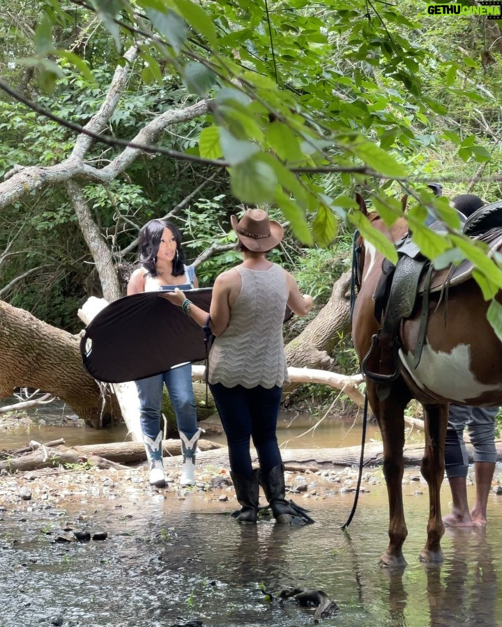 K. Michelle Instagram - Today I climbed a tree and walked through a stream in my fav boots with my favorite horse “BISCUIT” . I never felt so excited and alive. I really deserve this life. Today my dear friend told me “Don’t postpone your joy” 🙌🏾 @kimberlyispuddin