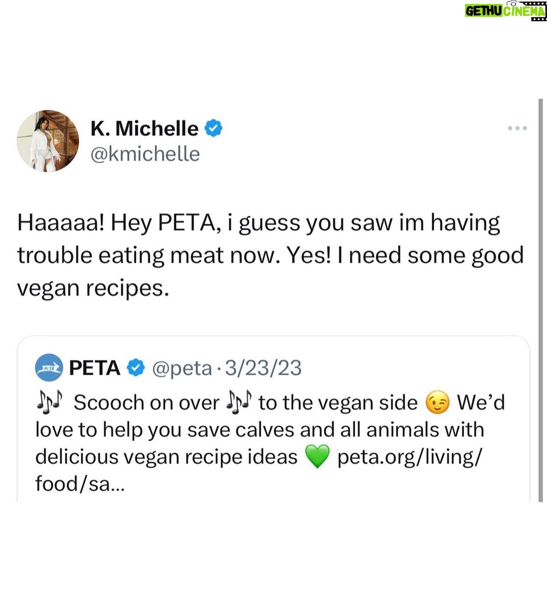 K. Michelle Instagram - I cry like this now every freakin time I gotta eat. My heart breaks I love those freakin animal soooo much @peta we are feeling it. Where are my vegan recipes y’all are supposed to send me??? Thanks for trying to help me. I’m trying. Soooo hard. Be patient with us 😩❤️