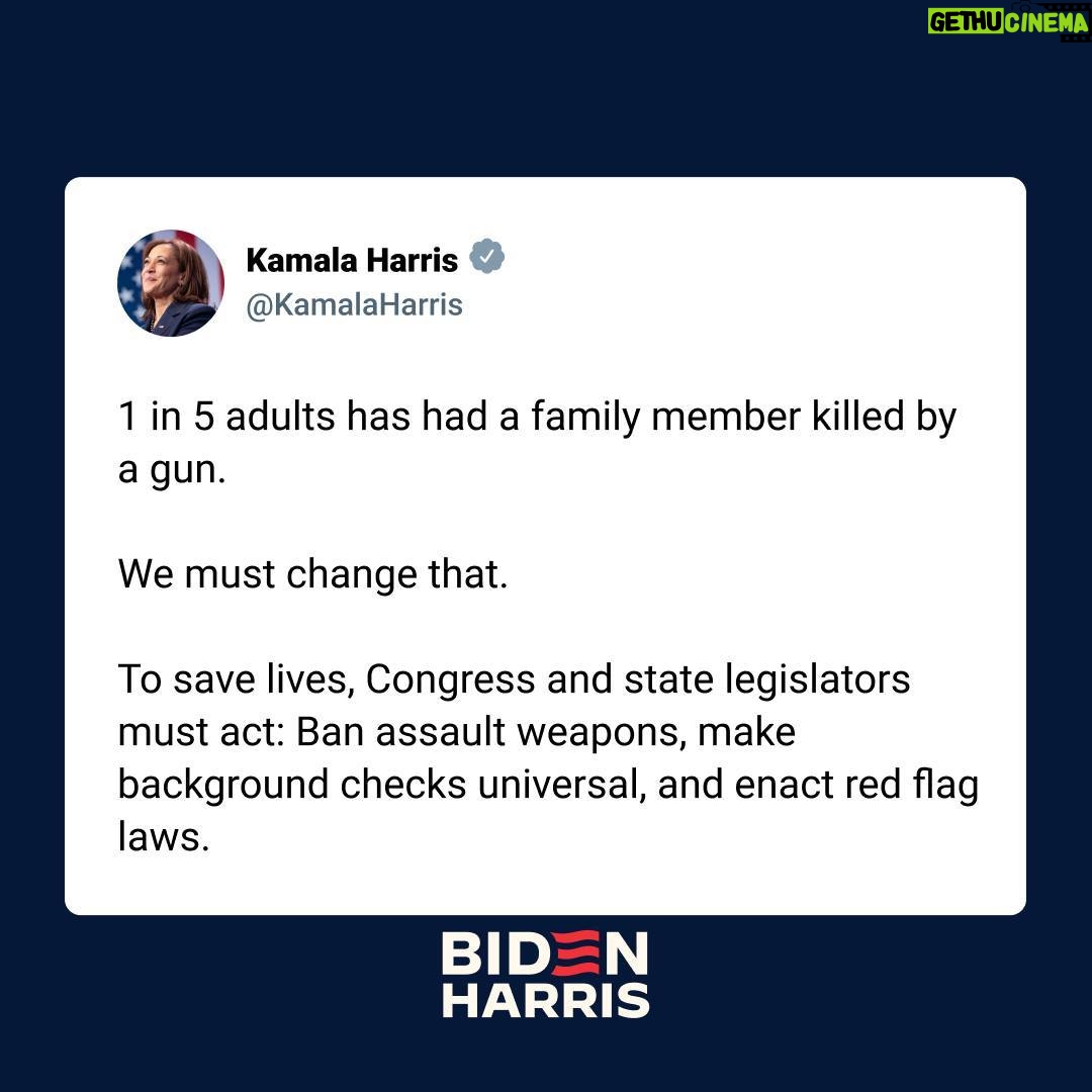Kamala Harris Instagram - To save lives, Congress and state legislators must act.