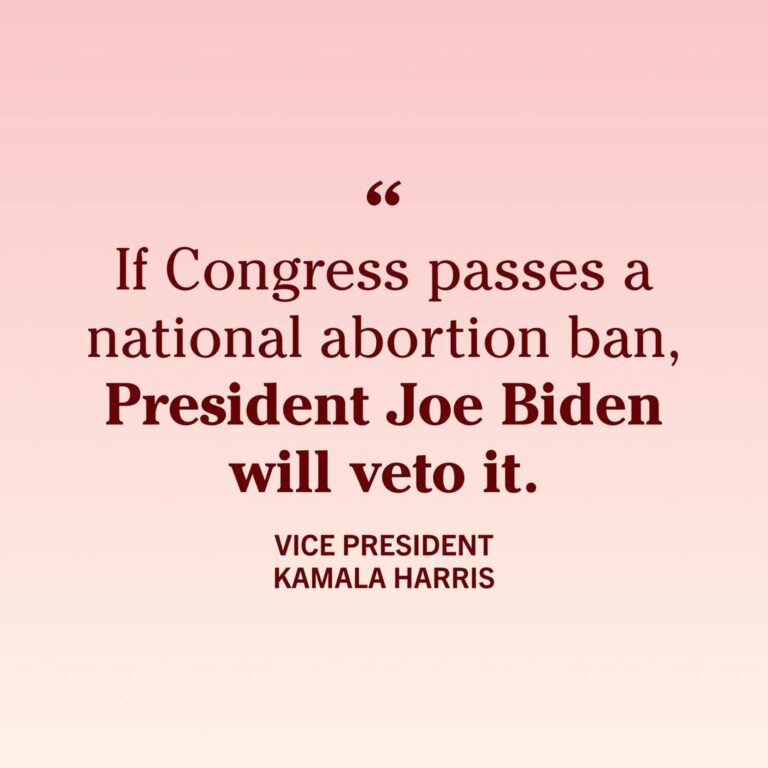 Kamala Harris Instagram - Extremists in Congress are trying to outlaw abortion in every single state. Let's be clear: If Congress passes a national abortion ban, President Joe Biden will veto it.