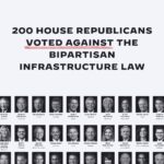 Kamala Harris Instagram - 200 congressional Republicans voted against replacing lead pipes, affordable and accessible broadband for all, and rebuilding crumbling roads and bridges.