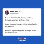 Kamala Harris Instagram - When we organize together and fight for our freedoms, we win.
