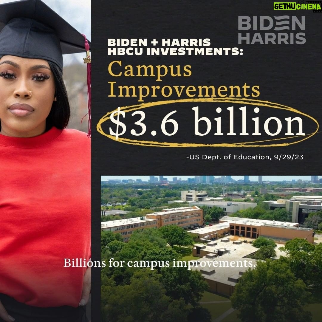 Kamala Harris Instagram - As a proud graduate of an HBCU, I know firsthand the importance of investing in our HBCUs.