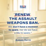 Kamala Harris Instagram - Weapons of war have no place on the streets of a civil society. It is time for Congress to renew the assault weapons ban.
