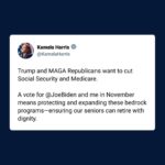 Kamala Harris Instagram - A vote for Joe Biden and me in November means protecting and expanding Social Security and Medicare.