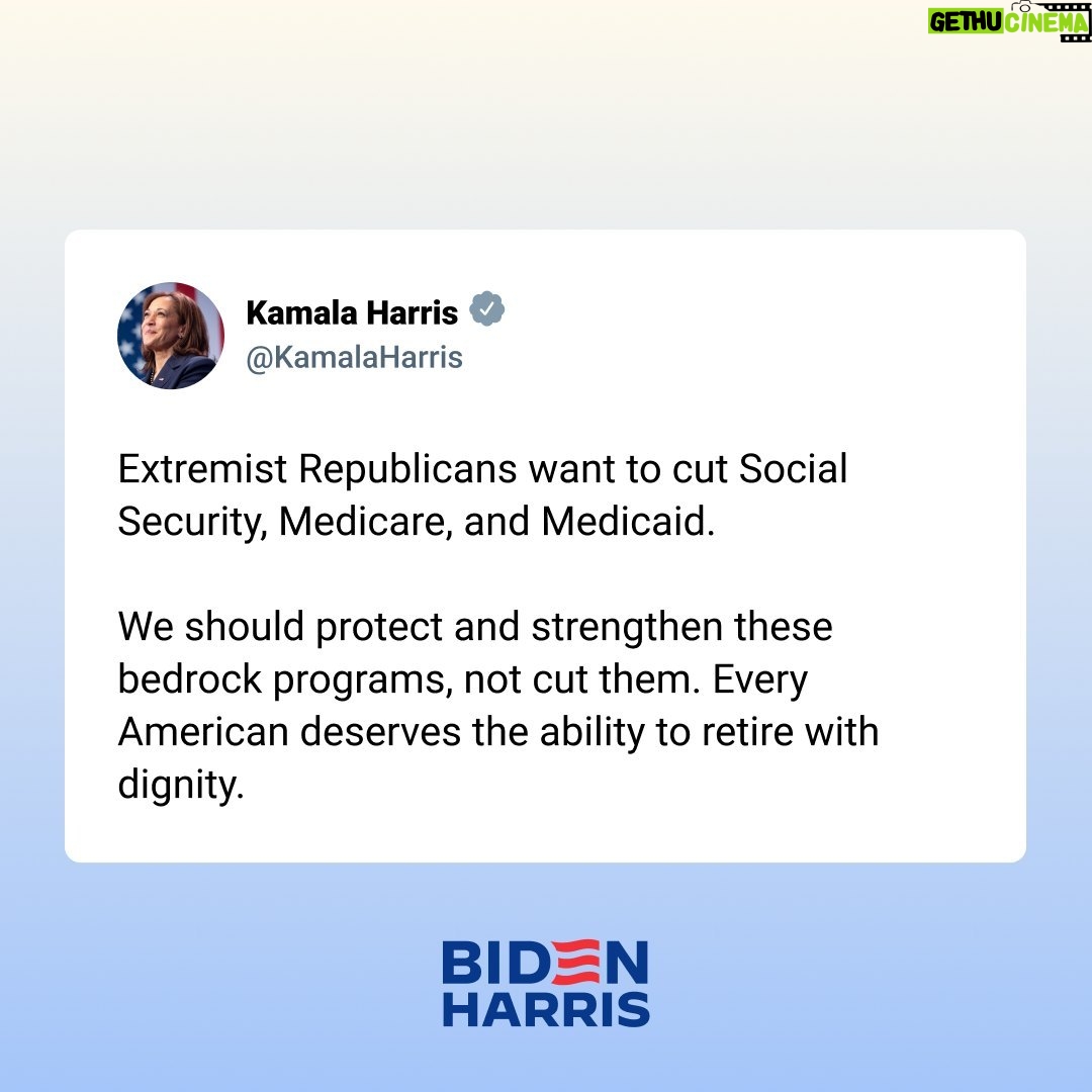 Kamala Harris Instagram - Every American deserves the ability to retire with dignity.