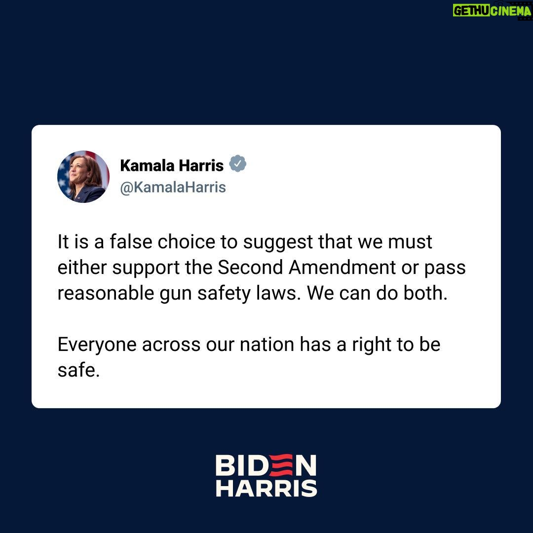Kamala Harris Instagram - Everyone across our nation has a right to be safe.