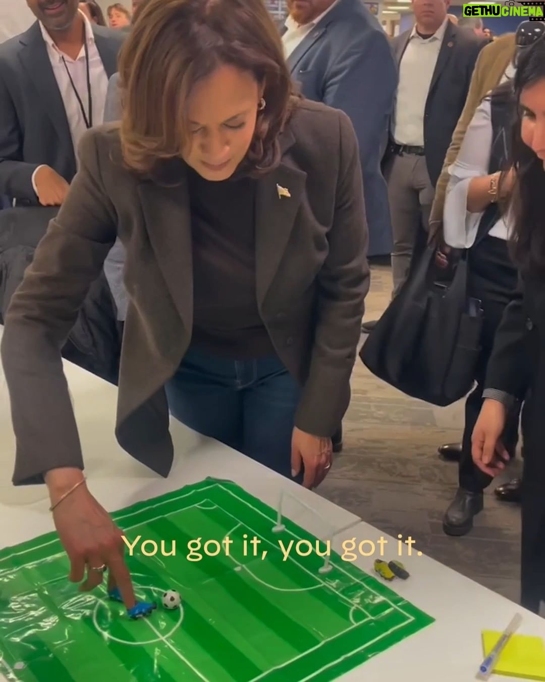 Kamala Harris Instagram - Stopped by our campaign headquarters and even played a little desktop soccer with our staff!
