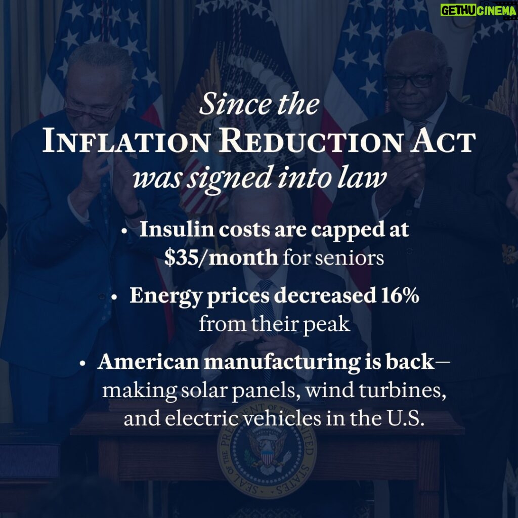 Kamala Harris Instagram - President Biden and I vowed to build an America where every person has the opportunity to succeed and thrive. We’re delivering on that promise with the Inflation Reduction Act.