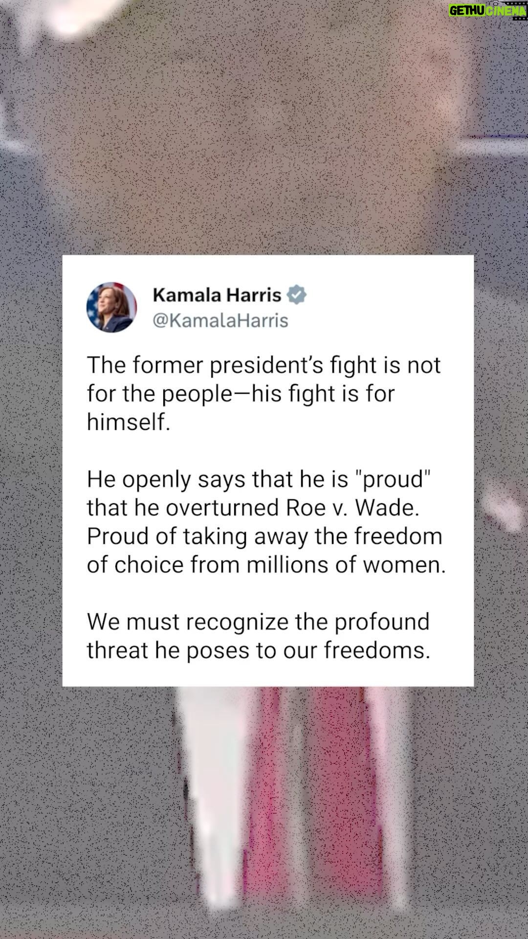 Kamala Harris Instagram - The former president’s fight is not for the people—his fight is for himself.