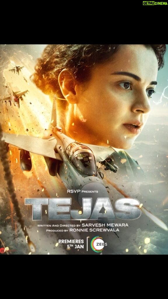 Kangana Ranaut Instagram - Hold tight, as Tejas prepares for a touchdown! 🛬 #Tejas premieres on 5th of January only on #ZEE5. #TejasOnZEE5 #ZEE5India