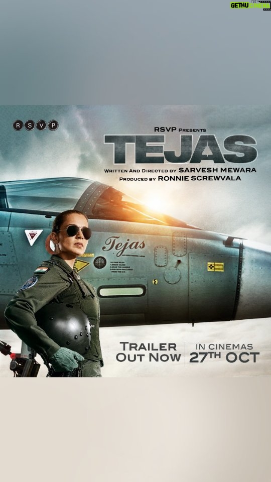 Kangana Ranaut Instagram - Ab aasman se dushman pe waar hoga, ab jung ka elaan hoga! Ye woh Bharat hai, jisko chhedoge toh woh chhodega nahi! 🇮🇳 #TejasTrailer out now. #Tejas In cinemas on 27th Oct. #BharatKoChhedogeTohChhodengeNahi To the fearless warriors of the skies, a very Happy Indian Air Force Day! 🚀👨‍✈ @indianairforce #IndianAirForceDay #TejasOnIAFday @sarveshmewara @ronnie.screwvala @anshul14chauhan @varun.mitra @nair.vishak @shashwatology @rangoli_r_chandel @zainabburmawalla @pashanjal @nonabains @zeemusiccompany