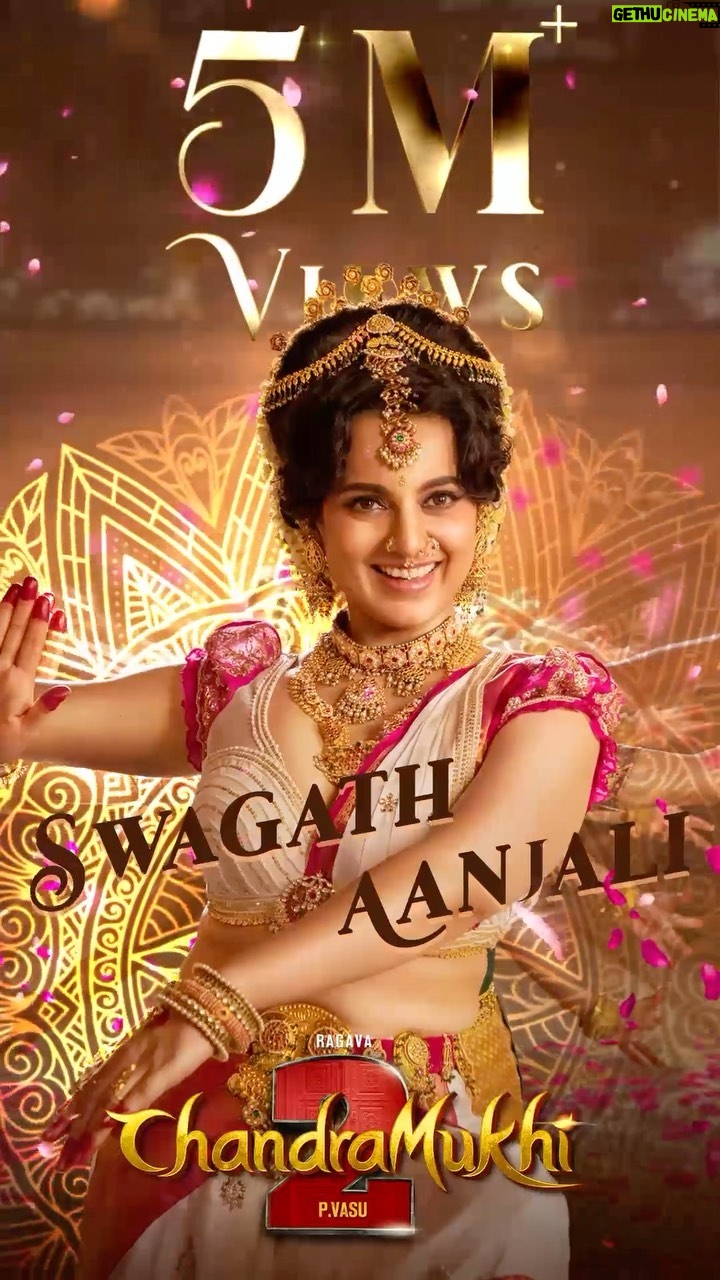 Kangana Ranaut Instagram - 5 Million+ Views & Counting for #SWAGATHAANJALI 🌸 Kangana Ranaut’s classical presence 💃🏻 & the classical tune 🎶 has captured audience’s hearts! ❤️✨ ICYMI ▶️ Check Story/Highlights for the link! A @mmkeeravaani musical 🎻✨ ✍🏻🎶 @chaitanyaprasadlyrics 🎤 @sreenidhimusic 💃🏻 @kalamaster_official #Chandramukhi2 🗝️ #PVasu @actorlawrence @kanganaranaut @rdrajasekar.isc #ThotaTharrani @editoranthonyofficial @sonymusic_south #GKMTamilKumaran @lycaproductions #Subaskaran