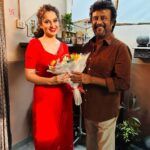 Kangana Ranaut Instagram - Grateful and honoured to receive the blessings of SUPERSTAR RAJINIKANTH as we kickstart our new project with @tridentartsoffl, featuring Kangana Ranaut and Madhavan together again after 8 years! Watch this space for more updates ❤️ @kanganaranaut @actormaddy