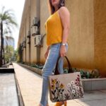 Kanika Maheshwari Instagram - Falling head over heels for the Garden Tote Bag – a handmade masterpiece crafted with jute, cotton, and a touch of magic. Style meets sustainability in every stitch. 🌿👜✨ Bag: Garden Tote Bag from @dhaaga_life #handmade #handmadewithlove #handmadebag #handmadebags #love #style #fashion #dhaagalife #heels #sunglasses #yellow #brown #blue #beauty #comfortable #beautiful #feelinggood #lifestyle #fashionstyle #photooftheday #kanikamaheshwari