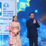 Karan Johar Instagram - An absolutely marvellous time spent at #IFFI2023 with art & cinema just buzzing in the air. Extremely honoured that we had the opportunity to show the world a glimpse of #AeWatanMereWatan with @sukhwindersinghofficial performing a song from our film, followed by the launch of our motion poster with the gorgeous @saraalikhan95. A heartfelt thank you to @official.anuragthakur for hosting this wonderful event and supporting us all. Stay tuned, #AeWatanMereWatanOnPrime coming soon only on @primevideoin. @apoorva1972 @somenmishra #KannanIyer @darabfarooqui @dharmaticent @iffigoa