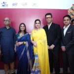 Karan Johar Instagram - An absolutely marvellous time spent at #IFFI2023 with art & cinema just buzzing in the air. Extremely honoured that we had the opportunity to show the world a glimpse of #AeWatanMereWatan with @sukhwindersinghofficial performing a song from our film, followed by the launch of our motion poster with the gorgeous @saraalikhan95. A heartfelt thank you to @official.anuragthakur for hosting this wonderful event and supporting us all. Stay tuned, #AeWatanMereWatanOnPrime coming soon only on @primevideoin. @apoorva1972 @somenmishra #KannanIyer @darabfarooqui @dharmaticent @iffigoa