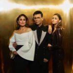 Karan Johar Instagram - Drops tonight!!!!! Midnight!!! My favourite girls on the koffee Kouch! Only on @disneyplushotstar #koffeewithkaran 📷 @thehouseofpixels @dharmaticent @kareenakapoorkhan @aliaabhatt