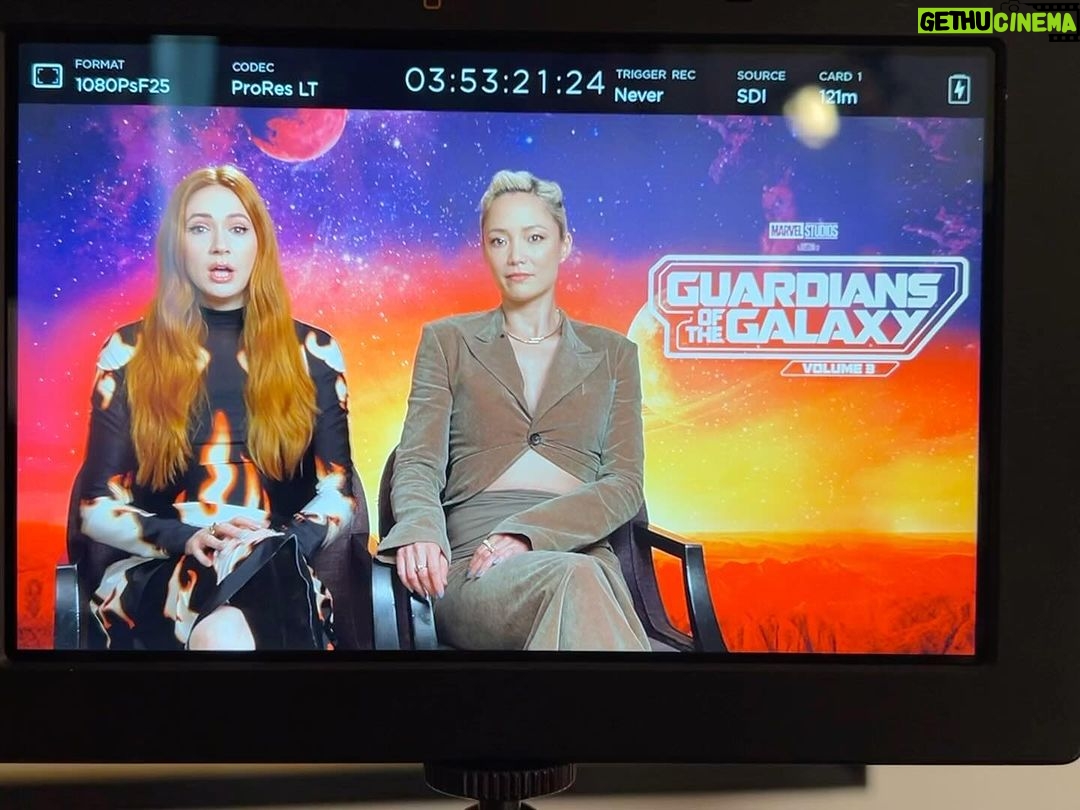Karen Gillan Instagram - We’ve officially lost our minds in this press junket @pom.klementieff @marvelstudios #guardiansofthegalaxy #gotgvol3