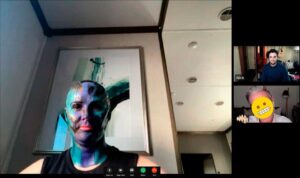 Karen Gillan Instagram - In honour of Guardians of the Galaxy in theaters this Friday - here’s a screenshot of the time I forgot I had scheduled a COUPLES THERAPY session on a day we were shooting. 

#guardiansofthegalaxyvol3 #gotgvol3 #marvel @marvelstudios