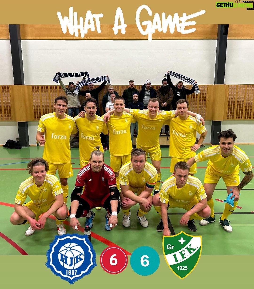 Kari Hietalahti Instagram - Third encounter and always a draw. 😳 Thanks for a great game GrIFK 🫡 By the way…our goalkeeper Vilho scored a hat trick 👨🏻🎓 • #hjkhelsinki #forzahjk #klubipääty #adidassuomi #forzahelsinki #yellowfilmtv #grifkfutsal Latokartanon Liikuntahalli