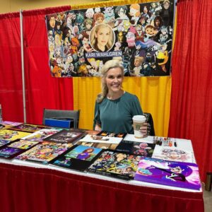 Kari Wahlgren Instagram - What an incredible first day of @anime_los_angeles! The fans could not have been more wonderful.…Looking forward to day two! 😎

(PS- My recent favorite thing is taking elevator pictures of people in cosplay. It just makes me so happy… 😍 So prepare to be photobombed at future conventions. 🤪🥰)

#anime #convention #flcl #voiceover #cosplay #fandom