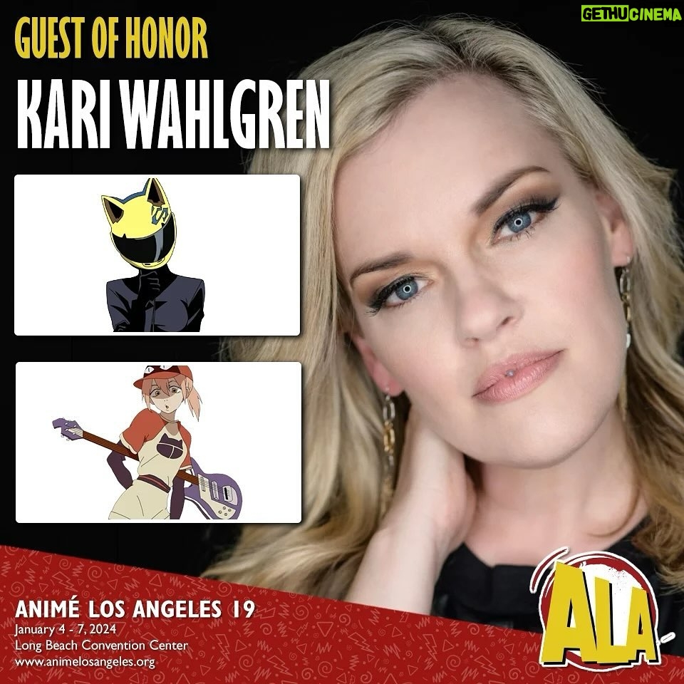 Kari Wahlgren Instagram - Hey LA! 🌴 I'll be at @anime_los_angeles for the new year, Jan. 4-7 at the Long Beach Convention Center, so be sure to save the date. Looking forward to all the amazing cosplay! 💗 #anime #voiceover #convention #cosplay #autograph