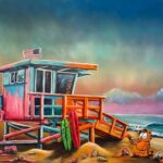 Karin Brauns Instagram - "Manhattan Beach Paint Battle" 48" × 36" Available @colorfulsinartgallery Visit us or DM for more inquiries . . . . . . . #manhattanbeach #art #artist #artsale #gallery #beach #popart #pinkpanther #socal #garfield #cartoons #socal #pink #lifeguardtower #wind #ocean #moments #losangeles #karinbraunsgallery #karinbrauns #artistoninstagram #artcollective #artlife #acrylicpaint #manhattanbeachcalifornia