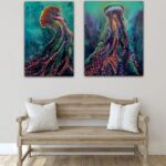 Karin Brauns Instagram - "Luxurious Flow" Acrylic, glow in the dark mixed media on canvas Both/Single piece available DM for more inquiries . . . . . . . #jellyfish #art #ocean #sea #nature #underwater #fishing #aquarium #sealife #artistoninstagram #jellyfishart #blue #beautiful #marinelife #jellyfishes #animals #water #oceanlife #painting #artprogress #art #artist #artwork #artoftheday #artprocess #arte #instaart #artistic #artworld #karinbraunsgallery #karinbrauns Manhattan Beach, California