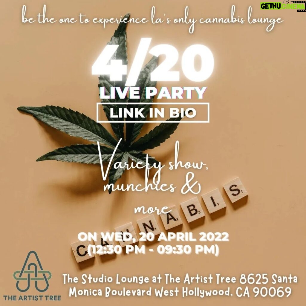Karin Brauns Instagram - Secure your spot at LA's hottest 4/20 party & be one of the first to experience new cannabis lounge of @theartisttree @sinistermonopoly & I will be painting live on 20 April from (02:30 pm - 06:00 pm) Buy tickets here https://www.eventbrite.com/e/420-live-all-day-party-at-the-artist-tree-studio-cannabis-lounge-tickets-315052118367?aff=Instagram The Studio Lounge at The Artist Tree 8625 Santa Monica Boulevard West Hollywood, CA . . . . . #artisttree #420 #westhollywood #party #losangeles #la #cannabis #legal #marjuana #20april #april #artists #livepainting #artisttree #beverly #santamonica #westhollywood #sinistermonopoly #karinbrauns