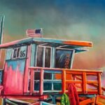 Karin Brauns Instagram - "Manhattan Beach Paint Battle" 48" × 36" Available @colorfulsinartgallery Visit us or DM for more inquiries . . . . . . . #manhattanbeach #art #artist #artsale #gallery #beach #popart #pinkpanther #socal #garfield #cartoons #socal #pink #lifeguardtower #wind #ocean #moments #losangeles #karinbraunsgallery #karinbrauns #artistoninstagram #artcollective #artlife #acrylicpaint #manhattanbeachcalifornia