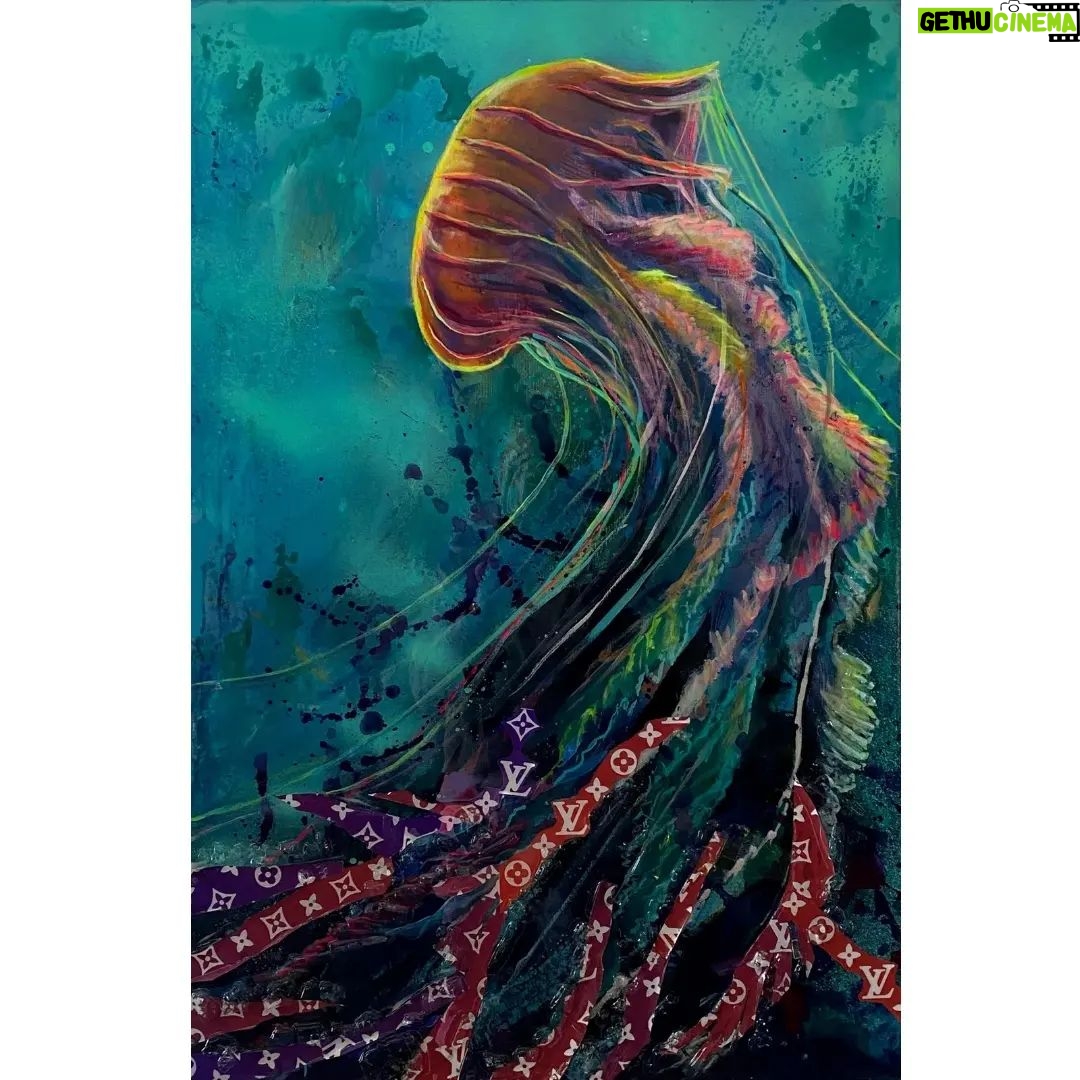 Karin Brauns Instagram - "Luxurious Flow" Acrylic, glow in the dark mixed media on canvas Both/Single piece available DM for more inquiries . . . . . . . #jellyfish #art #ocean #sea #nature #underwater #fishing #aquarium #sealife #artistoninstagram #jellyfishart #blue #beautiful #marinelife #jellyfishes #animals #water #oceanlife #painting #artprogress #art #artist #artwork #artoftheday #artprocess #arte #instaart #artistic #artworld #karinbraunsgallery #karinbrauns Manhattan Beach, California