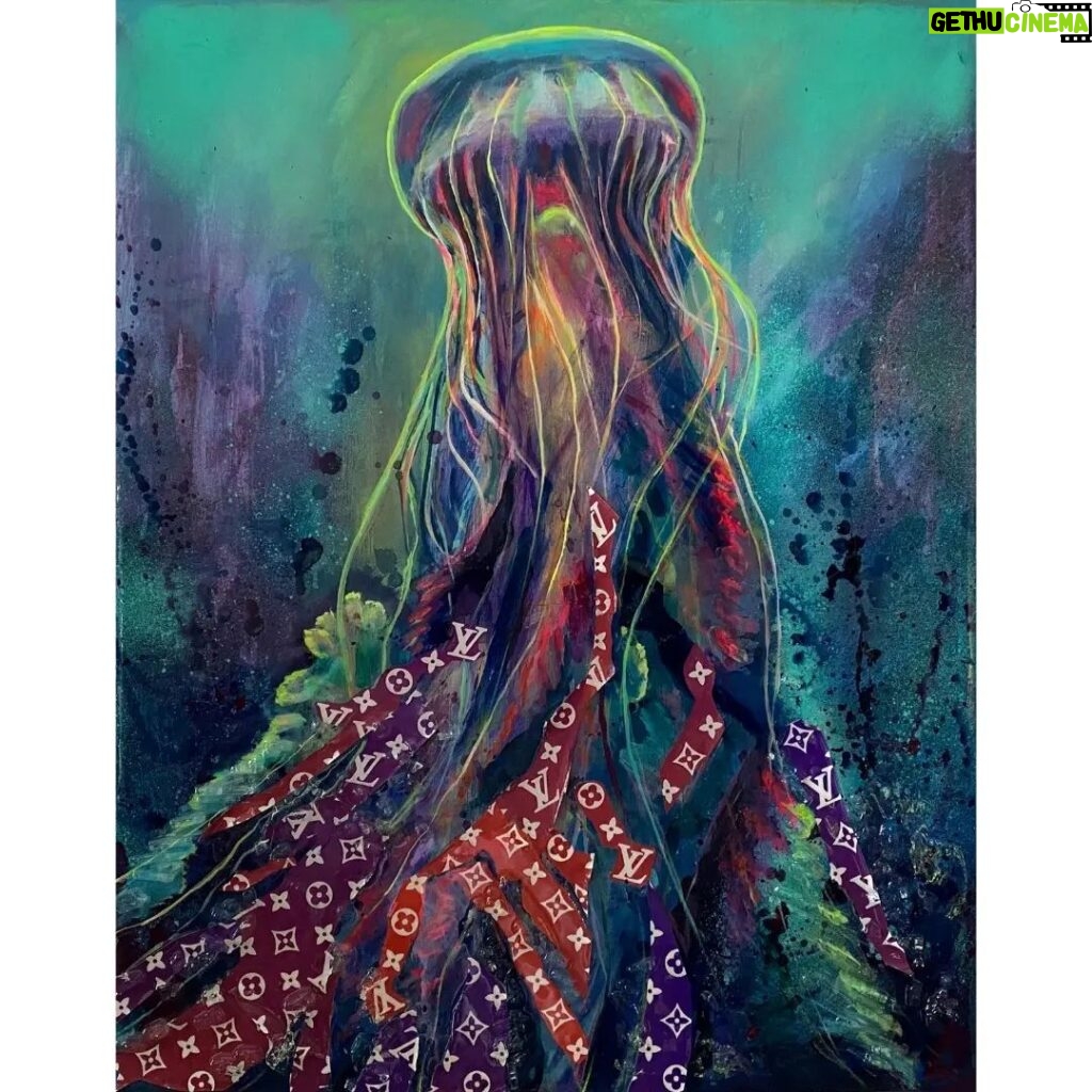 Karin Brauns Instagram - "Luxurious Flow" Acrylic, glow in the dark mixed media on canvas Both/Single piece available DM for more inquiries . . . . . . . #jellyfish #art #ocean #sea #nature #underwater #fishing #aquarium #sealife #artistoninstagram #jellyfishart #blue #beautiful #marinelife #jellyfishes #animals #water #oceanlife #painting #artprogress #art #artist #artwork #artoftheday #artprocess #arte #instaart #artistic #artworld #karinbraunsgallery #karinbrauns Manhattan Beach, California