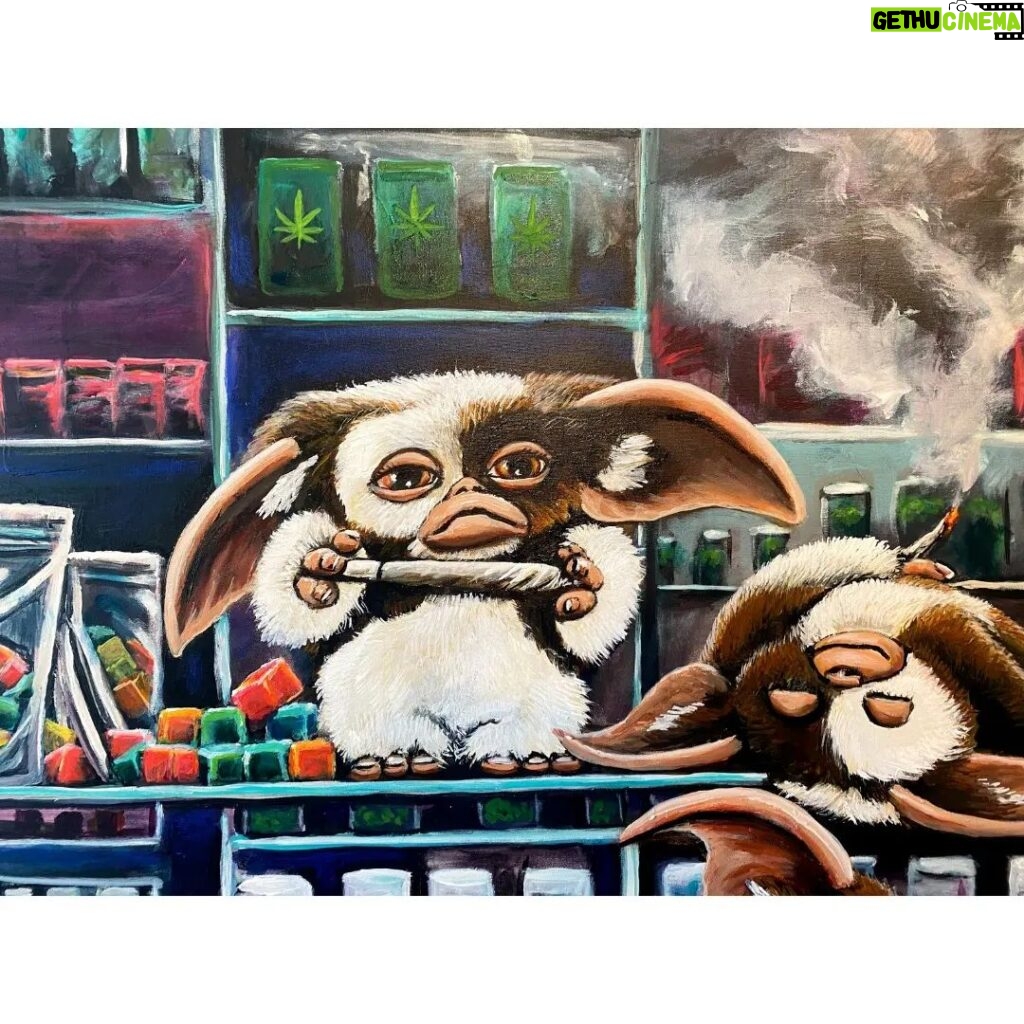 Karin Brauns Instagram - "Lit Gremlins Up And Smoke” 48” x 36” acrylic on canvas Up for grabs Original Artwork: $6,000 Paper Prints & giclée available for sale Showcasing at @colorfulsinartgallery DM for inquiries . . . . . #gremlins #gizmo #mogwai #gremlinsmovie #horror #gremlin #horrormovies #gremlinsfan #gremlinscollection #thenewbatch #smovies #art #movies #stevenspielberg #kawaii #zachgalligan #toystagram #artwork #acrylicpainting #animalart #artoftheday #colorfulsinartgallery #artists #karinbraunsgallery #karinbrauns Manhattan Beach, California