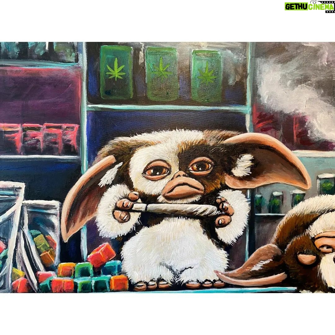 Karin Brauns Instagram - "Lit Gremlins Up And Smoke” 48” x 36” acrylic on canvas Up for grabs Original Artwork: $6,000 Paper Prints & giclée available for sale Showcasing at @colorfulsinartgallery DM for inquiries . . . . . #gremlins #gizmo #mogwai #gremlinsmovie #horror #gremlin #horrormovies #gremlinsfan #gremlinscollection #thenewbatch #smovies #art #movies #stevenspielberg #kawaii #zachgalligan #toystagram #artwork #acrylicpainting #animalart #artoftheday #colorfulsinartgallery #artists #karinbraunsgallery #karinbrauns Manhattan Beach, California