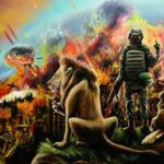 Karin Brauns Instagram - “F-this, We Want Peace” 48” x 48” Acrylic on canvas . . . . . . . . #war #military #worldwar #army #art #soldier #usa #battle #guns #peace #soldiers #warrior #warzone #tank #game #gun #usarmy #ukraine #ukriane🇺🇦 #russia #warzone #russia #odessa #travel #ukrainegirl #kids #peace #karinbraunsgallery #karinbrauns
