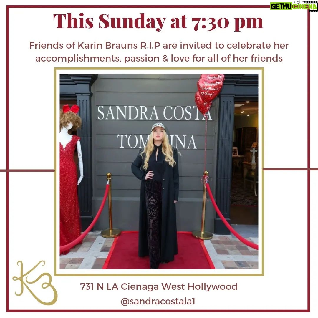 Karin Brauns Instagram - Friends of Karin Brauns RIP Please come and join us to celebrate @karinbrauns accomplishments, her passion and love for all her friends. 07.30pm this Sunday night at my showroom 731 N LA Cienaga West Hollywood. Bring a bottle for the bar. The owners of the building of my store will start demolition so we are moving out and this will be our last party. We celebrate our success in the our gallery representing Karins work. I do hope to see you so please do come and see me. ~Sandra Costa West Hollywood, California