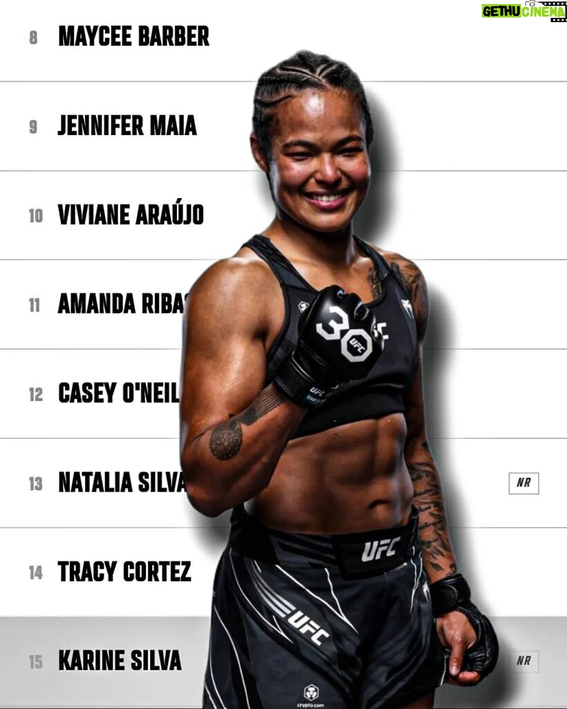 Karine Silva Instagram - Karine Silva is positioned at number 15 as the new women's flyweight ranking after her brilliant performance against Maryna Moroz winning by submission in: #UFC292 congratulations: ( @karine_killer_ufc ) [ #UFCFanFighter | #UFCSingapore ]