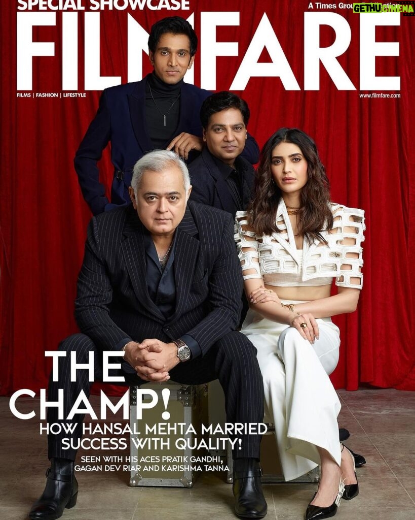 Karishma Tanna Instagram - Tears of joy fill my eyes as I see myself on the cover of Filmfare, a moment that feels surreal. This isn't just a cover; it's a culmination of countless aspirations, making each tear, each smile worth it. It’s more than a triumph; it's an emotional journey of perseverance, passion, and unwavering dedication. Woh kehte hai na .. Sabr ka phal meetha hota hai ❤ Understood it now 🥰🙏 I don’t know how to thank you anymore but still Thanku @hansalmehta sir 🙏 @filmfare ☺❤ #filmfare #cover #love On the cover with me @pratikgandhiofficial @gagandevriar