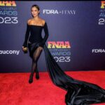 Karrueche Tran Instagram – I was so honored to present my boo @brandonblackwoodnyc  his ‘Launch of the Year’ award at the @footwearnews awards 🖤 I love you and am beyond proud of you!! 

And I just can’t get over this custom look he made me!! Literally baby does it all! Dress, bag and shoes are all BB 👏🏽👏🏽👏🏽 

@tuddynana 
@lizrimhair