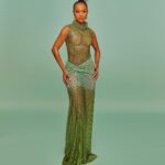 Karrueche Tran Instagram - GOLD PARTY @bryonjavar @artistrybystephen_ @hairbyyuichi Dress: @celiakritharioti Jewelry: @candyicejewelry 📸 @tayojr The West Hollywood EDITION